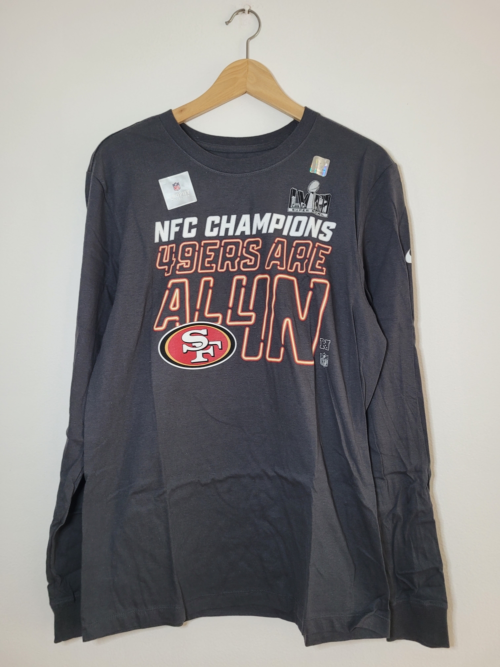 San Francisco 49ers NFC Champions 'All In' Long Sleeve Shirt - Black Size Medium